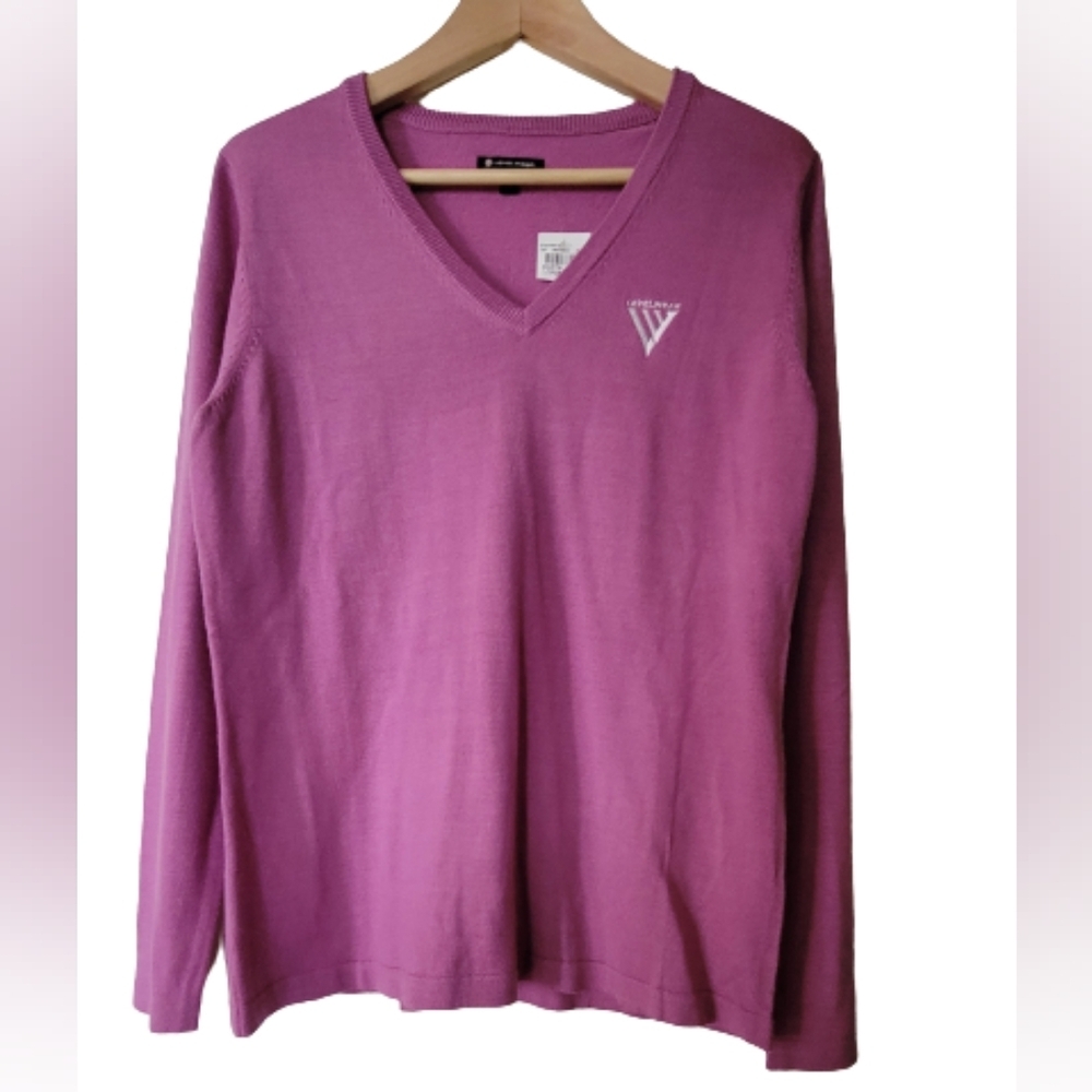 Levelwear Golf Merino wool blend V-neck purple Pullover long sleeve Tops size L